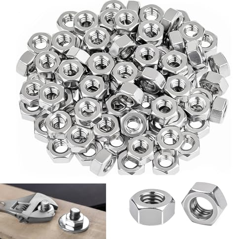 100 Pièces Écrou M6, Écrou hexagonal M6 en Acier Au Carbone DIN 934, pour Vis Tiges Filetées et Boulons Ø 6mm, Visserie Haute Résistance Filetage Métrique pour Applications Automobile Industrielle
