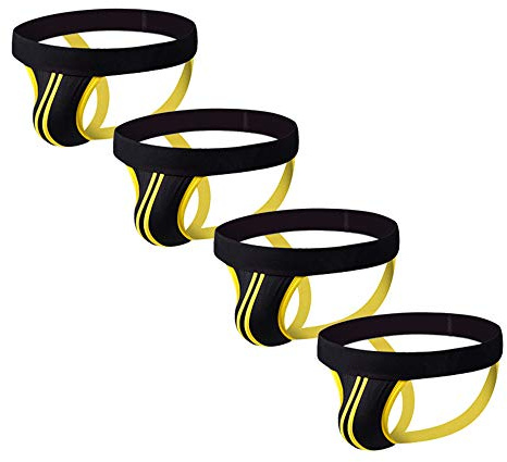 Sommarkod herr bomull jockstrap 4/2 set randiga underkläder, 4-pack gul, XXL