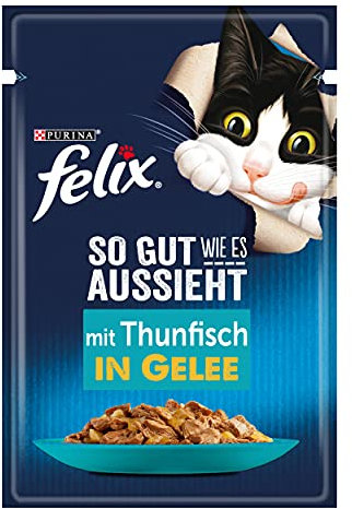 FELIX So gut wie es aussieht Katzenfutter nass in Gelee, mit Thunfisch, 26er Pack (26 x 85g)