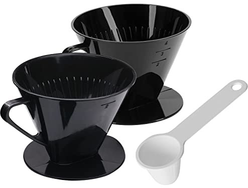 Westmark Kaffee-Set 3tlg., 2 Kaffeefilter Gr. 2 und Gr. 4 + Kaffee-Dosierlöffel, Kunststoff, Schwarz/Weiß, 244422E7