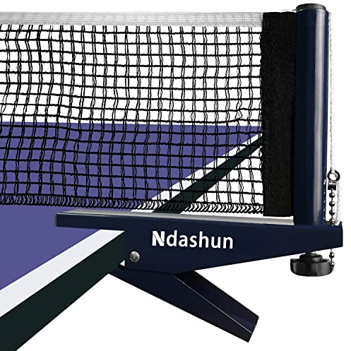 Ndashun Ping Pong Net with Clamp, Professional Table Tennis Net and Post Set, Adjustable Training Practice Mesh, Portable Grip Holder Clip Equipment, Accessories for Indoor Outdoor (Navy)
