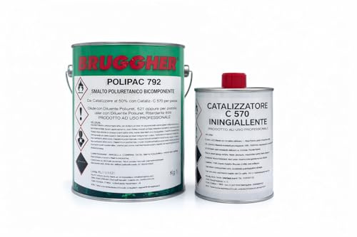 BRUGGHER VERNICE POLIURETANICO BICOMPONENTE SMALTO (1KG+0,5 CAT, BIANCO LUCIDO)