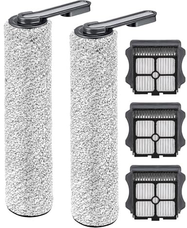 (5 Pieces) Replacement Brush Rollers and HEPA Filters Compatible with Tineco Floor ONE S5/Floor One S5 Pro 2 Smart Cordless Wet Dry Vacuum Cleaner, 2 Brush Rollers, 3 HEPA Filters