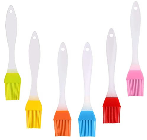 6 Pcs Bright Color Basting Brush for Baking, Pastry & Grilling - Silicone, Heat Resistant