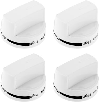 4Pcs WPW10339443 White Gas Range Knob for Whirlpool Gas Stove Range Oven