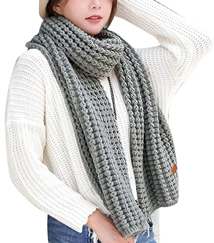Générique Écharpe Tricotée Hiver Foulards Femmes Foulards Longues Folles Vintage Grosse Écharpe Molle Chaude Pashmina Épaissie Laine (A07)