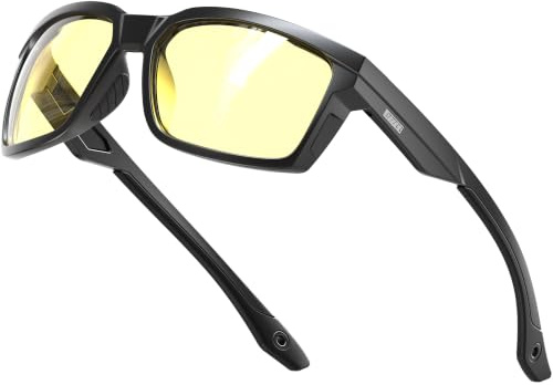ATTCL Lunettes Conduite de Nuit Homme - Lunette Jaune Conduite de Nuit Rectangulaire, Cadre TR90 Ultra Léger, Lunettes Vision Nocturne Conduite Auto Moto 2238 Yeshi
