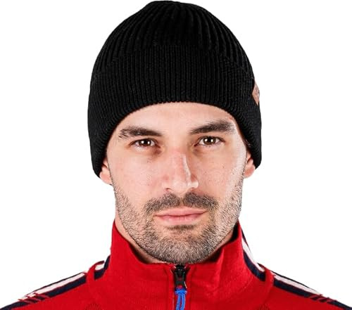 Woolona Merino Mütze Icewall | 100% Merino Wollmütze Unisex | 250g Merinowolle Strickmütze für Damen und Herren (DE/NL/SE/PL, Alphanumerisch, Einheitsgröße, Schwarz)