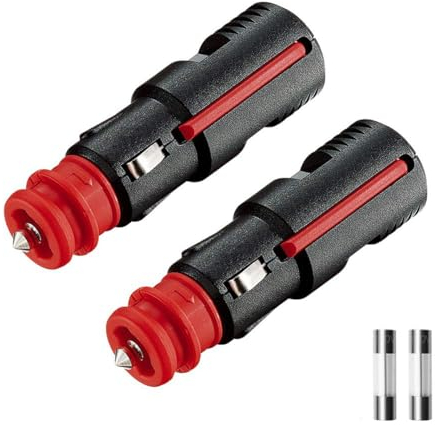 KFZ Universal 12V Zigarettenanzünder Stecker, 21mm Zig./ 12mm DIN- Ersatz Zigarettenanzünder Steckdose 12-24 Volt Normstecker mit 10A Sicherung für Auto LKW PKW Wohnmobil Motorrad (2 PCS)