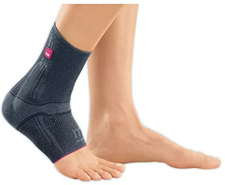 medi Levamed Sprunggelenkbandage UNISEX – Knöchelbandage zur Stabilisierung, beidseitig tragbar – Fußbandage aus Komfortgestrick mit Entlastungszone – Silber, Größe II