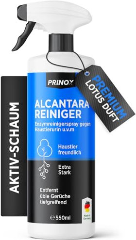 PRINOX Alcantara Reiniger & Polsterreiniger 550 ml - Entfernt hartnäckigste Verschmutzungen & Flecken - Ideal für die Autoinnenraum Reinigung auf Autositzen, Dachhimmel & Lenkrad