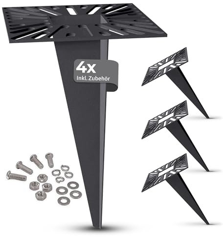 SSC-LUXon HAUKI - Picchetto universale per lampade da giardino, prese, luci di vialetti, lampade da giardino, ancoraggio a terra, fissaggio a terra, da giardino, con viti e accessori inclusi