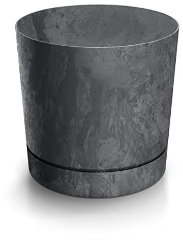 DIKEL Vaso da fiori effetto cemento, plastica resistente, resistente alle intemperie e ai raggi UV, elegante per giardino e stanze, Ø 24 cm, altezza 23 cm, grigio cemento