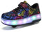 HUSKSWARE Rollschuhe,2 Rollen Skateboardschuhe,verstellbare multifunktionale Sportschuhe,USB-Lademodus, für Jungen und Mädchen, Schwarz 39 EU.