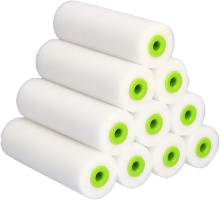 ToolSpace 10x Lackierwalze 11cm Farbwalze Farbroller Lasur Lackierrolle Nicht-Aggressive Lösemittelbeständig Lackrolle Schaumwalze Fein Lack Schaumstoffwalze Lackieren Polyurethan Schaumstoff Einsätze