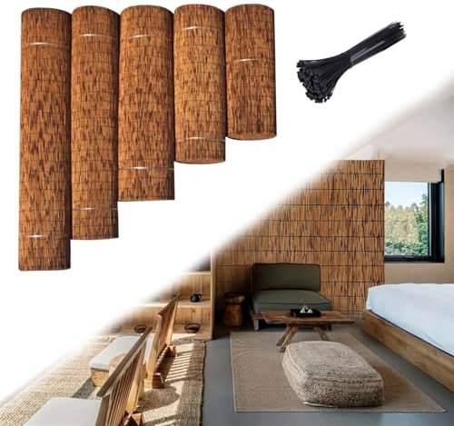 Natural Bamboo Screening Rolls 100cm 120cm 130cm Decorative Fencing for Garden Terrace Carport Pergola Balcony Privacy Barrier (100x350cm)