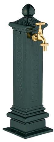 Relaxdays Fontaine extérieure pour Le Jardin ou la terrasse, Robinet, Design Antique, HLP 47 x 14 x 18,5 cm, Vert foncé