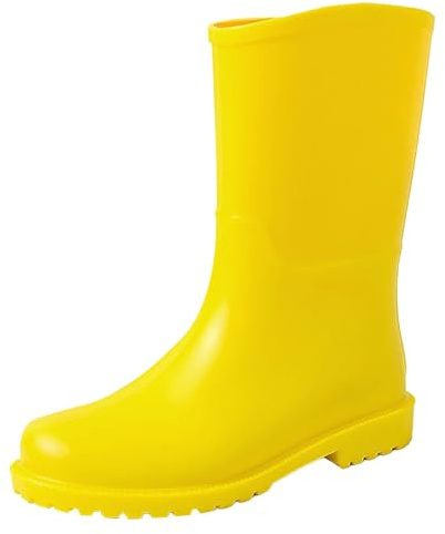 Stivali impermeabili da donna, alla moda, antiscivolo, per esterni, antivento, resistenti all'abrasione, suola spessa, scarpe da lavoro, leggeri da pesca, comodi da giardino, giallo., 41 EU