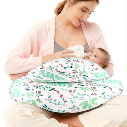 Vasmeiy Cojín Embarazada Cojín Ergonómico de Lactancia y Lactancia con Correa Ajustable y Funda de Algodón Extraíble Nursing Pillow Breastfeeding Pillow