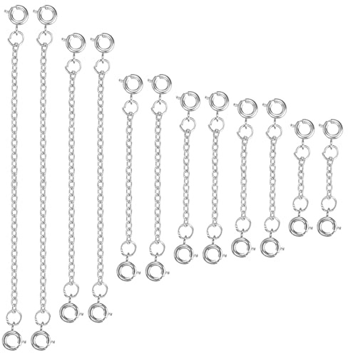 DOPENSPI Lot de 12 rallonges de collier, 6 tailles d'extensions de bracelet avec fermoirs pour femmes - Fournitures de fabrication de bijoux
