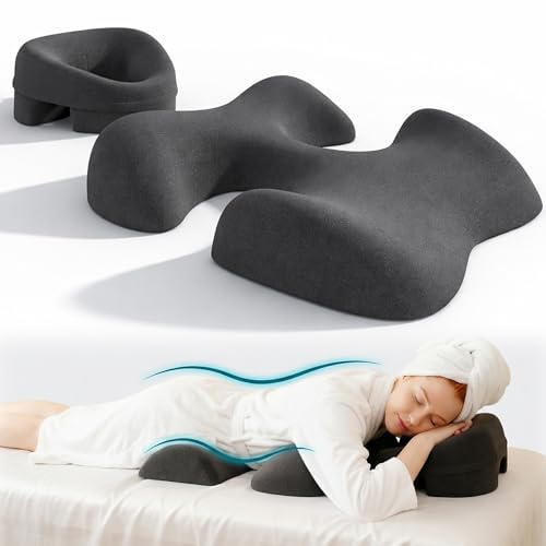 Lifegogo 2Pcs Breathable Massage Pillow Set: Breast Pillow and Face Down Pillow Soft Foam Massage Face Pillows with Non-Slip Bottom for Prone Massages Sleeping Home and SPA Use