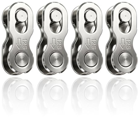 Eslabón Rápido Cadena Bicicleta 12 Velocidades 4 Pares Compatible con Shimano SRAM Quick Link Conector Cadena MTB Carretera E-Bike Reparación Mantenimiento Transmisión Repuestos Accesorios Acero