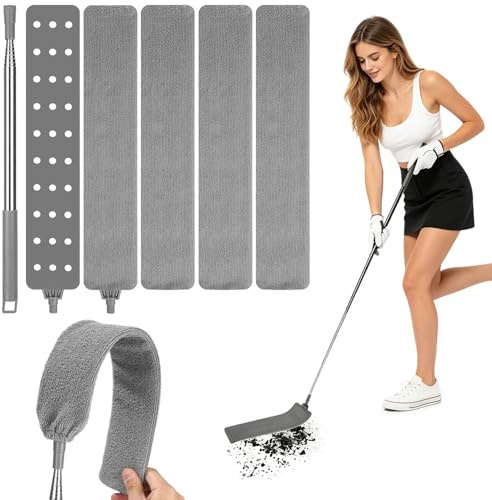 Gyxova Spazzola per Polvere con Asta Telescopica Allungabile 2,5m Lavabile Estensibile Flessibile Spolverino in Microfibra Cattura-polvere in Microfibra per Sotto il Divano Armadi Letto Angoli