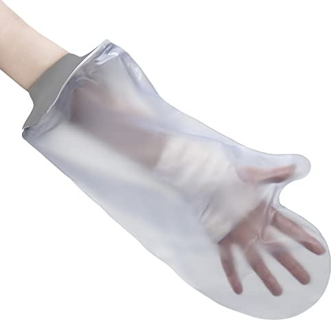 Adult Hand Waterproof Cast Cover for Shower & Bath - Reusable Waterproof Protector Sleeve Made With a Soft, Stretchy Neoprene Seal & High Grade PVC Body - One Size Fits Most – 38 cm x 24 cm, Grey