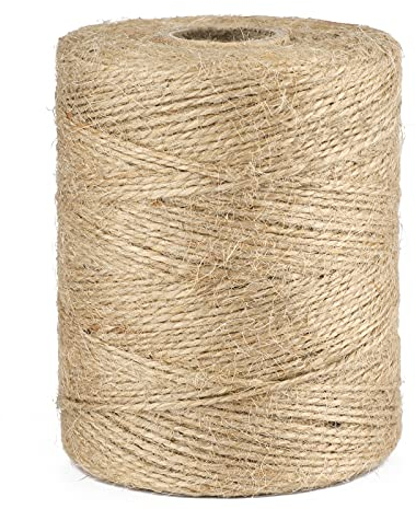 jijAcraft 300M Natural Jute Twine, 2Ply Garden String Twine, 1.5MM Brown Jute String for DIY Arts Crafts/Floristry/Bundling/Gardening