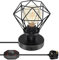Industrial Table Lamp,Dimmable Black Metal Cage Small Desk Lamp,Retro Bedside Lamps, 4.7in E26 E27 Lamp Holder Night Lights Base, DIY Lampshade,Plug in &Hardwired Wall Light for Living Room Bedroom