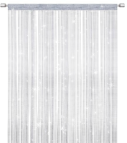 Sulives String Curtains Door Fly Screen, Elegant Divider Tassel Curtain for Home Décor, White (100x200cm)