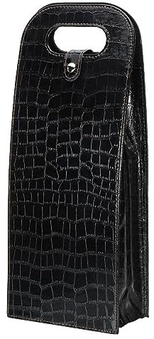 PATIKIL 2 Bottle Wine Gift Bag, Wine Bag Reusable Leather Wine Tote Carrier for Wine Bottles Portable Champagne Gift Bags for Picnic Party Wedding, Black