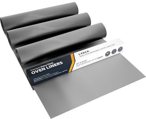 Ugnsfoder för ugnens botten – 3-pack stora slitstarka mattor, 41 x 58 cm non-stick återanvändbart foder för el, gas, brödrostsugnar, grillar – BPA och PFOA gratis kökstillbehör för att hålla din ugn
