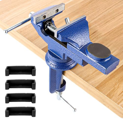 JMIATRY Tornillo de banco de 70 mm, color azul, tornillo de banco giratorio para carpintería, taladrar, cortar