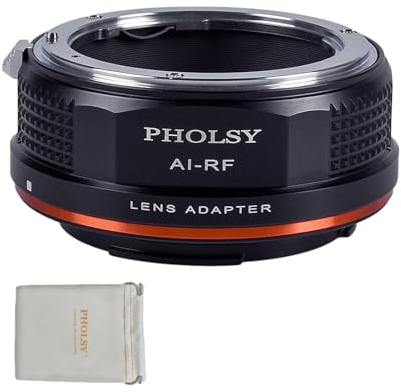 PHOLSY Enfoque Manual Adaptador de Objetivo Compatible con Objetivos Nikon F y Cuerpo de Cámara Canon RF (EOS R-Type), Nikon F a RF
