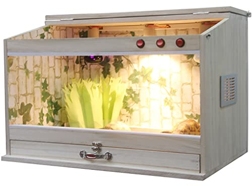 Caja De Madera para Tortugas, Terrario para Reptiles, Conejera para El Hábitat De La Casa De Animales Pequeños, Campo De Visión Súper Grande para Observar Mascotas, Bandeja Extraíble