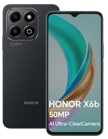HONOR X6b Smartphone 4GB 128GB, 5200mAh Batería, 50MP Cámara, 6.56 90Hz TFTLCD, Android 14, Dual Sim, NFC, Negro