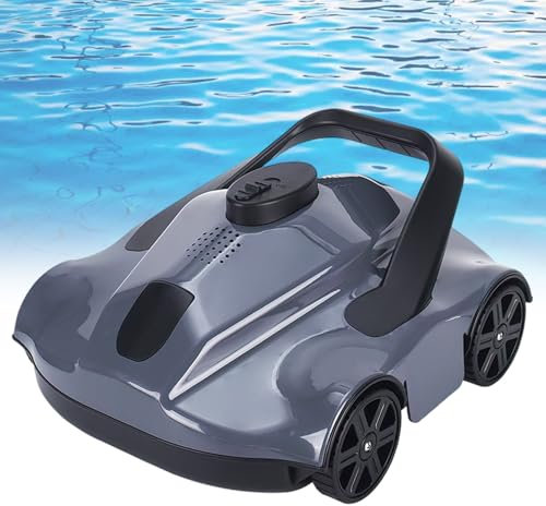 vnmudzeo Aspiradora RobóTica para Piscinas Que Trepa por Las Paredes, Herramientas De Limpieza De Piscinas con Estacionamiento AutomáTico, Recargable, con FuncióN para Evitar Obstrucciones,Grey