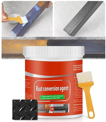 XIRUJNFD 300g Rust Conversion Agent, Metal Rust Removal & Renovation Paint, Multi Functional Metal Conversion Agent, Multifunctional Metal Rust Removal (Milk(Black))