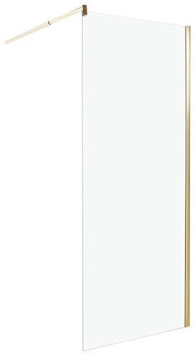 Paroi de Douche en Verre Trempé 80 x 190 cm Sans Porte Doré Ahaus