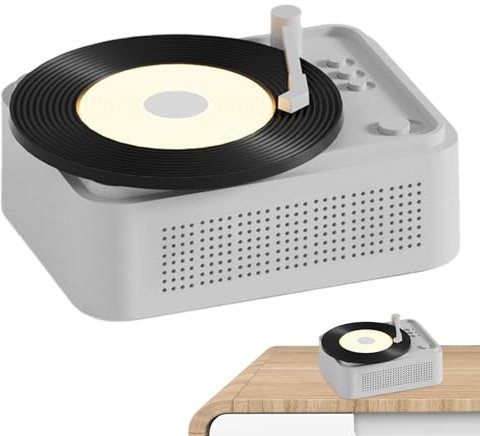 Platines stéréo – Tourne-disque portable avec haut-parleurs intégrés | Lecteur de musique sans fil rechargeable, décoration de bureau vintage | Tourne-disque pour divertissement à domicile, lecteurs
