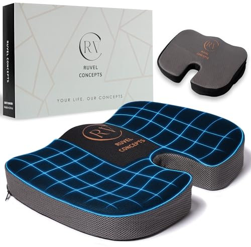 Cojín Antiescaras para Silla de Ruedas, Oficina y Coche, con Funda Extra de Regalo, Buen apoyo para Coxis, Espuma Viscoelástica 60D Premiun, con 2 Fundas 3D Transpirables y Base Antideslizantes