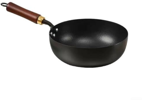 Niceminiwall Poêle de cuisson traditionnelle en fer forgé à la main - Grand ventre - Poêle à frire en métal non revêtu pour la cuisine à la maison - 26,5 cm - Améliore l'esthétique de votre cuisine