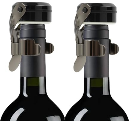 Jecdfs 2pcs Tapon Botella Cava de Acero Inoxidable, tapon champán, Cierre Hermético de Silicona, Reutilizable,wine tapones sellador de vino,para Evitar Fugas y Mantenerse Fresco