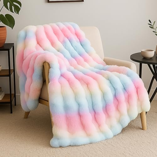 Bcuuozeeing Manta de peluche de color (1,6 x 2 m)