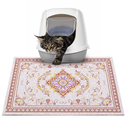 Hedgeink Tappetino per Lettiera Gatto Antiscivolo e Impermeabile – Esterilla Cattura Sabbia in PVC Morbido e Resistente, Lavabile, Protezione Pavimento per Gatti da Interno, 60x38 cm