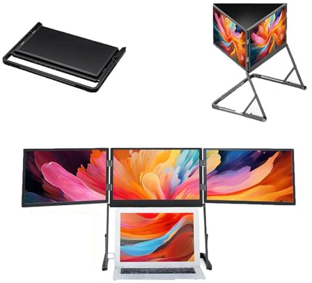 15,6 Tums Vikbar Trippelmonitor, Laptopmonitor Med Justerbar Visningsvinkel, Förlängare För Bärbar Skärm, Laptop Multi-display Workstation, Bärbar Monitor