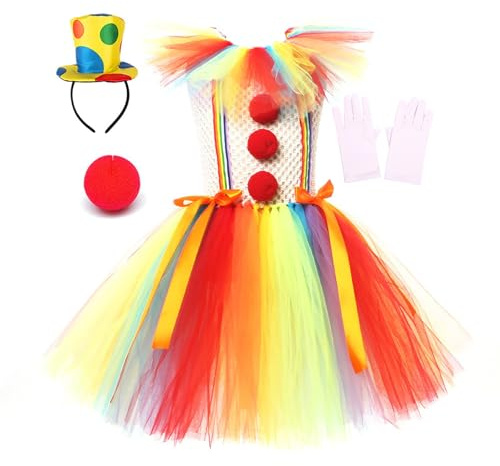 Générique Costume de clown pour enfant - Costume de clown d'Halloween pour filles - Robe de cosplay pour enfants - Robe Joker tutu - Tenue de clown effrayante pour enfants - Costume de clown