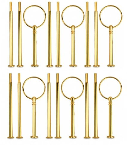 6 st Cake Stand, Stativ för upphöjda kakbrickor, fruktbrickor, 3 nivåer för bröllopstårtor, hållare för kakbrickor, för tårtor, muffins, muffins och frukt (guld)