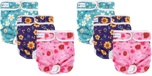 Pet Soft Dog Nappies Female - Washable Female Period Pants for Dogs Pets, Incontinence Reusbale Dog Heat Diapers 3Pack (Pack of 2)